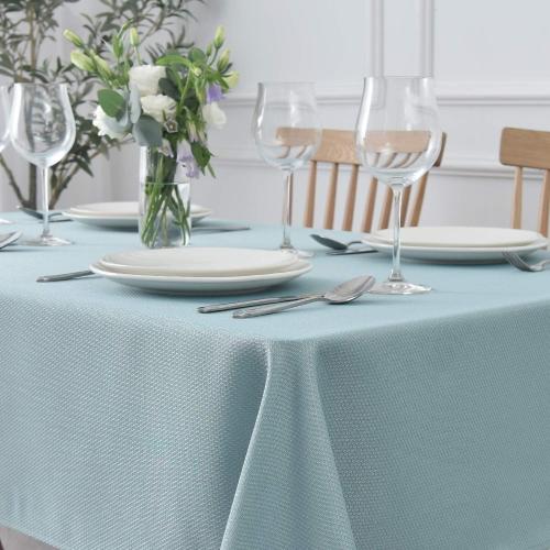 maxmill Jacquard Square Tablecloth Stain Resistant Spillproof Wrinkle Free Washable Soft Table Cloth, Decorative Fabric Table Cover for Dining Room, Indoor and Outdoor Use, 52 x 52 Inch, Dusty Blue