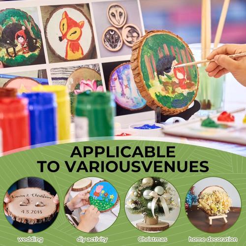 FSWCCK 30 Pack Nature Unfinished Wood Slices, 3.5-4 Inches Round Wooden Circle with Tree Bark, Rustic Wood Centerpieces for Weddings Table Decor and DIY Painting Crafts