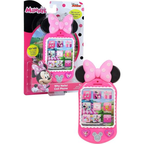 Disney Junior Minnie Bow-Tique Why Hello Pretend Play Cell Phone, Lights and Sounds, Batteries Included, Kids Toys for Ages 3 Up by Just Play