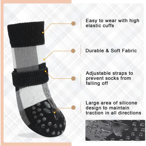 BEAUTYZOO Non Slip Dog Socks to Prevent Licking Paws, Dog Shoes Booties for Hardwood Floors Anti Slip-Thick Grip Works Even When Twisted-Paw Protector for Cold Pavement Small Medium Large Senior Dogs