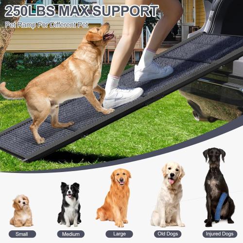 Dog Ramp for Car 63 Long & 17 Wide Portable Dog Ramps for Large Dogs with Non-Slip Rug Surface Dog Car Ramp for SUV Car & Truck, Folding Dog Ramp Up to 250LBS