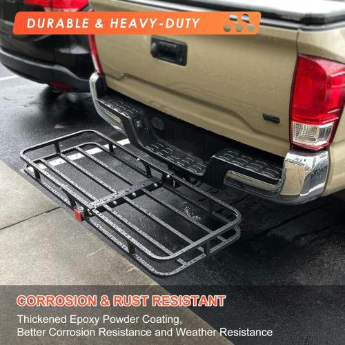 MeeFar Hitch Mount Cargo Carrier Basket 53 x19 x 5 Waterproof Cargo Bag (51 x17x 18), Hauling Weight Capacity of 500 Lbs fit on 2 Inch Receiver with Hitch Stabilizer,Net and Straps