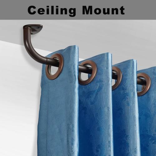 YunNephele Room Darkening Curtain Rods 28-48 inch Bronze,Wrap Around Design Window Single Drapery Rod, Sturdy Metal Adjustable Curtain Rod Set for Blackout Curtains