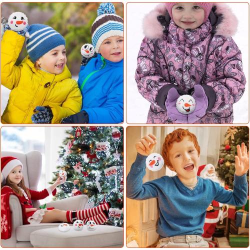 Yunsailing 24 Pcs Soft Snowball Fight Set Indoor 3 Inch Plush Snowballs with Faces Fun Snowmen Balls Winter Fake Snowball Fight for Adults Winter Outdoor Game Party Decorations(Cute)