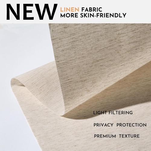 Color Beige Persilux Light Filtering Roller Shades for Window Blinds,Cordless,Linen Fabric,Thermal Insulated Fabric UV Protection Shades for Home,Office,Bedroom,Door,Light Filtering-Beige
