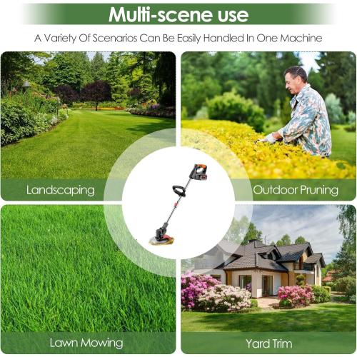 Electric Weed Wacker Cordless, 21V Weed Cordless Eater with 2X 4.0Ah Battery Powered, Cordless Weed Wacker 5 Types of Cutting Blades, Brush Cutter for Lawn Yard Garden.