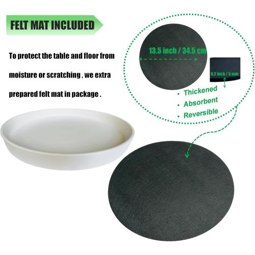 Plant Saucer White Ceramic Deep Pot Tray, Planter Saucers Water Drip Trays for Indoors Outdoor, Thick Durable Sturdy Flower Pot Saucers for Glazing Pots Base,