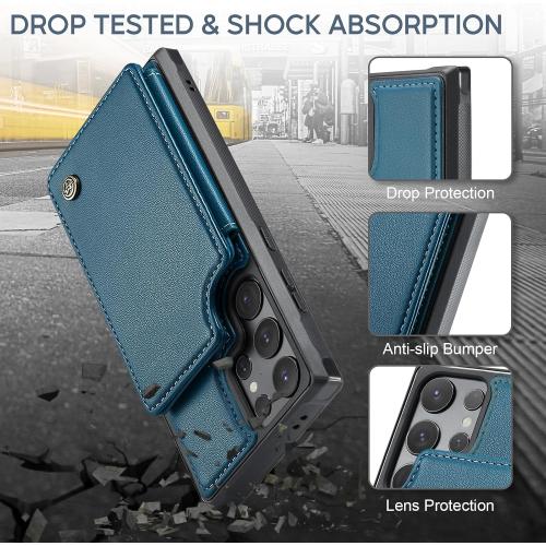 Vinich for Samsung Galaxy S25 Ultra Wallet Case with Card Holder, Blue