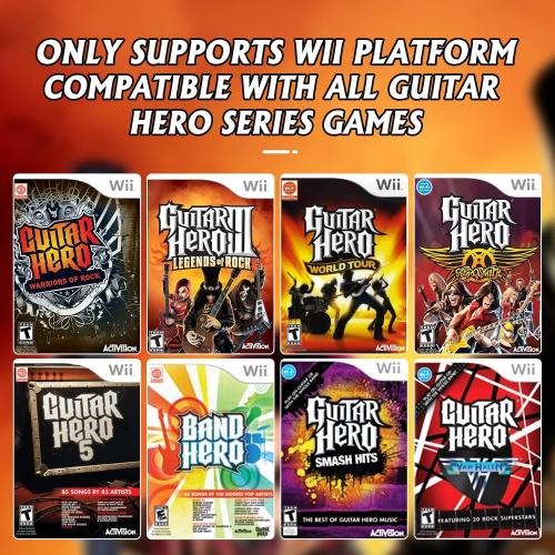 KYAYUGM Wii Guitar Compatible for Nintendo Wii, Supports for Guitar Hero and Rock Band Games. - black（Rock Band 1 is Not Supported）