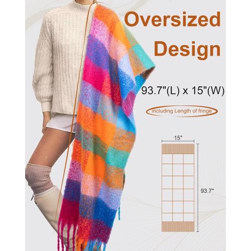 Colorful Winter Scarf for Women - Warm Chunky Blanket Scarves,Trendy Christmas Gifts & Stocking Stuffers for Women
