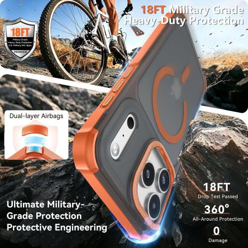 QuadGuard for iPhone 17 Pro Max Case [Military Drop Protection] (Compatible with MagSafe) Strong Magnetic Matte Shockproof Protective Cover for 17 Pro Max Phone Case 6.9'', Translucent Orange