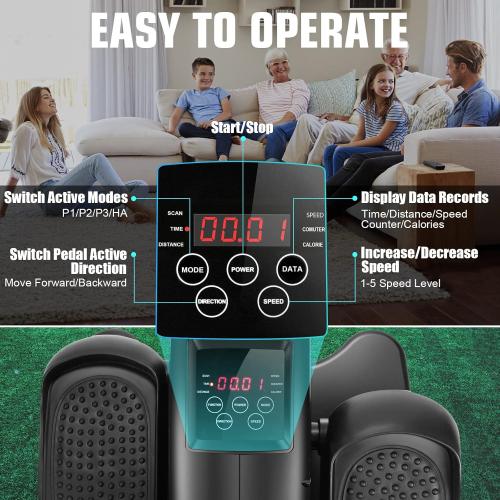 Helios move Under Desk Elliptical Machine, Electric Seated Pedal Exerciser, Mini Elliptical Machines for Seniors, LCD Display Monitor, Remote Control, Leg Exerciser for Home