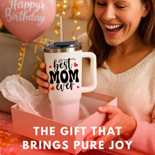 Christmas Gifts For Mom - Best Mom Ever Tumbler With Handle 40oz, Mommy Coffee Mug, Mama Tumblers, Momma Gift Ideas, Funny Birthday Present For Her, Cute Mother Day Gift Tumbler, Mom Cup