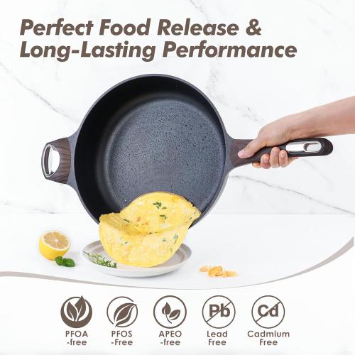 SENSARTE Nonstick Frying Pan Skillet with Lid, 10.5 Inch Deep Frying Pan, 3.8 Qt Non Stick Saute Pan with Cover, Induction Pan, Healthy Non Toxic Cooking Pan with Helper Handle, PFOA PFOS Free