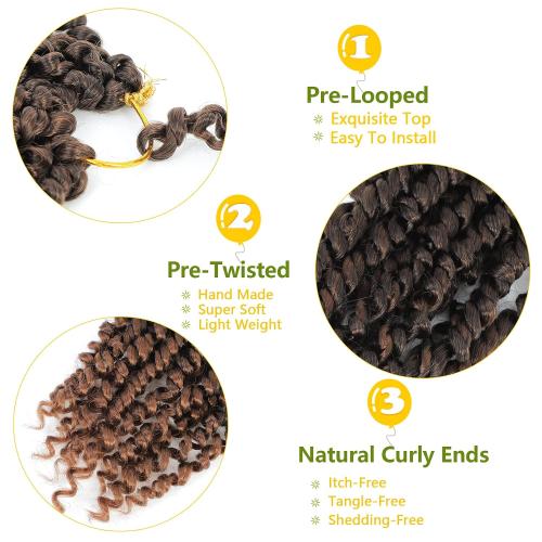 Fulcrum Passion Twist Hair 10 Inch, 8 Packs Passion Twist Crochet Hair for Black Women, Prelooped Crochet Twist Hair with Curly Ends (10Inch, T30#)