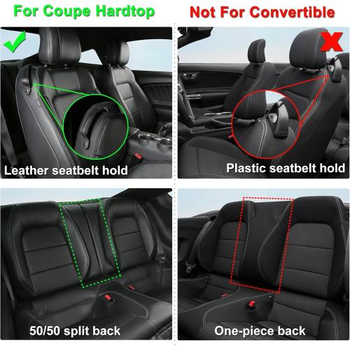 GIANT PANDA Customized Full Set Car Seat Covers Fit Ford Mustang Coupe Hardtop 2015 2016 2017 2018 2019 2020 2021 2022 2023 2024 2025 2026- (Black Red)
