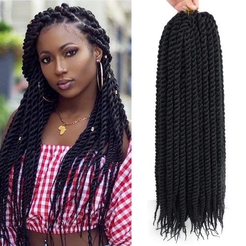 Admutty Havana Twist Crochet Hair, Jumbo Senegalese Twist Pre-Looped Synthetic Braiding Hair for Women, Soft & Lightweight Pre-Twisted Crochet Braids