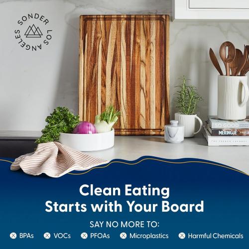 Sonder Los Angeles Bradbury Wood Cutting Board | Teak Edge Grain Cutting Board for Kitchen