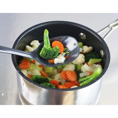 Reston Lloyd 100% Melamine Kitchen Utensil Set, Non Scratching Ladle, Spoon, Slotted Spoon & Spatula, Easy To Hold, Set of 4, Charcoal