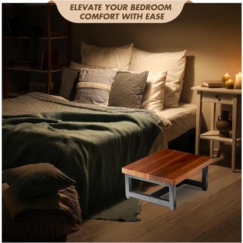 Wooden One Step Stool, Heavy Duty Step Stool for Adults & Kids, Supports up to 500lbs for Kitchen, Bathroom or Bedside Use (Acacia Wood)