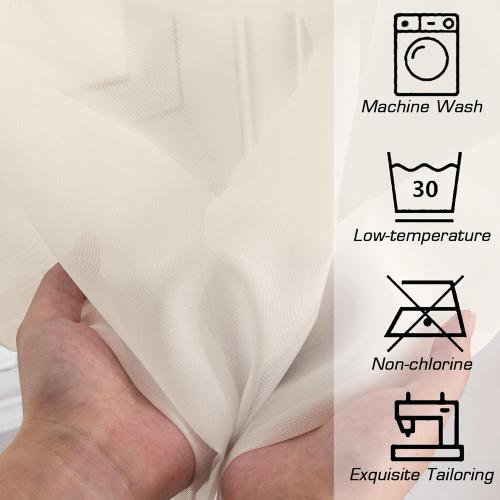 OWENIE Cream Sheer Curtains 84 inches Long 2 Panels Set for Bedroom Living Room, Soft Solid Living Room Sheer Curtain, Rod Pocket Light Filtering Curtains, 2 Pcs Each 42“ W x 84 L,Cream