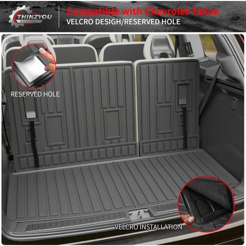 Cargo Mat Compatible with 2022-2025 2026 Chevrolet Tahoe GMC Yukon Trunk Mat Cargo Liner TPE All Weather Back Seat Cover Protector 2024 Chevy Tahoe Accessories (Trunk Mat Backrest Mats)