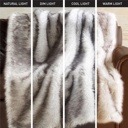 Hyde Lane Ultra Long Pile Faux Fur Throw Blanket, Luxury Fluffy with Black Tipped Blankets for Home Decor, Fuzzy Plush Animal Wolf Color Throws As a for Women, Direwolf, 60x80