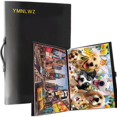 Color Black YMNLWZ Puzzle Storage Folder for 1000-Pieces, Keeping Large Capacity Jigsaw Puzzles, Space-Saving Organizer Accessory, Portable keeper with 20 Pockets, Dustproof & Protective Puzzles Accessory