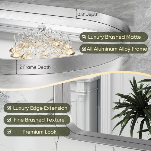 Suidia 24 x 36 Bathroom Mirror, Bathroom Vanity Mirror Metal Framed, Wall-Mounted Mirrors for Bedroom, Living Room, Entryway, Hallway, Silver, Arch Style