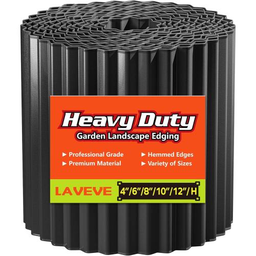 LAVEVE Corrugated Metal Garden Edging 6 x 40Ft, Landscape Edging Border for Lawn, Flower Bed, Garden Fence, Paver Edging (Black)