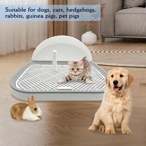 Tfwadmx Pee Pad Holder Dog Potty Tray with Splash Guard & Center Post Mesh Training Toilet Potty Tray Puppy Pad Holder for Puppy and Small Size Dog (Grey, 22.4×17.7)