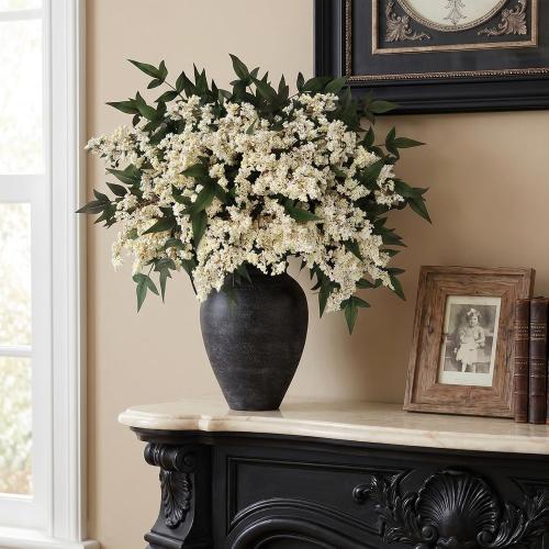8 Pcs 36 Artificial Nandina Berry Stem, Fake Branches for Vase (Beige)