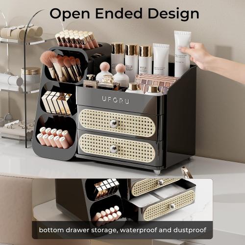 UFORU Makeup Organizer Countertop with Brush Holder for Vanity Bathroom