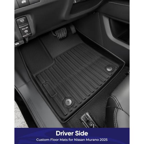 All Weather Car Floor Mats for Nissan Murano: 2025 2026 for SV SL Platinum, Custom Fit for Murano 1st & 2nd Row Floor Liners, Heavy-Duty Anti-Slip Black Rubber Accessories