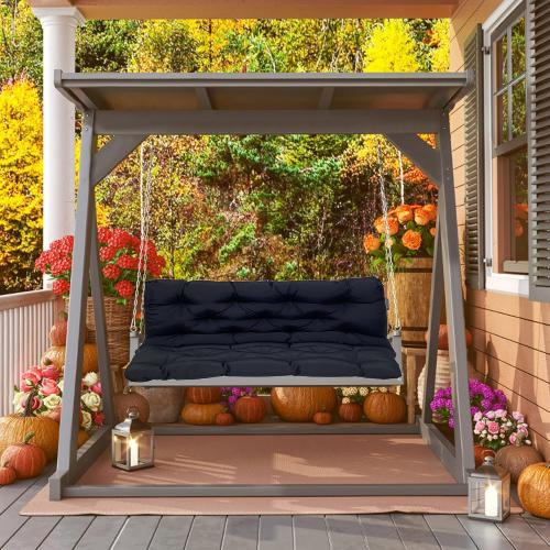 Bench Cushion with Backrest, Patio Replacement Swing Cushion with Ties, Non-Slip Seat Cushion Mat Seat Pad Cushion for Outdoor Garden Lounger,