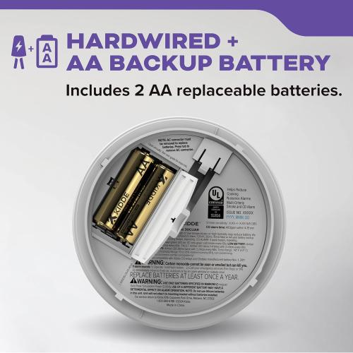 Kidde Hardwired Smoke & Carbon Monoxide Detector, AA Battery Backup, Voice Alerts, Interconnectable, LED Warning Light Indicators, 2 Pack