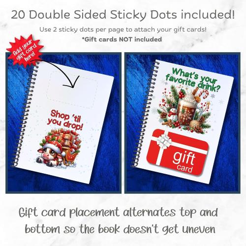 Christmas Gift Card Book 5x7 inches with Stickers, 10 Page Soft Cover Spiral Bound with Protective PVC Cover, and 20 Double Sided Sticky Dots - 8 Different Cover Design Options (Christmas Delivery Dog)
