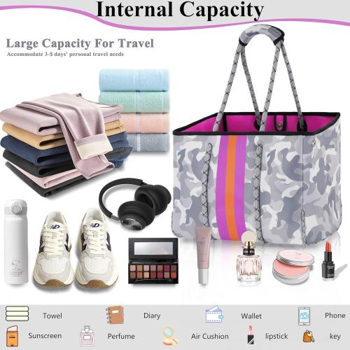 QOGiR Neoprene Multipurpose Beach Bag Tote with Inner Zipper Pocket
