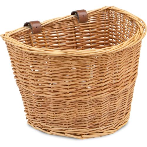 ProSource Wicker Bike Basket Front Cargo for Women and Men, Fits Most Bikes, Beach Cruiser, Stationary Bike, Ebike, Road Bike, Light Brown