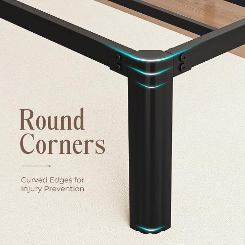 14 Inch Twin Size Metal Bed Frame, Heavy Duty Platform Bed Frame with Headboard Compatible, Under Bed Storage, Noise Free, No Box Spring Needed, Mattress Retainers, Easy Assembly