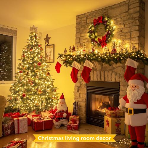 JMEXSUSS 33ft 100 LED Warm White Christmas Lights Outdoor, Battery Power String Lights Waterproof, Twinkle Fairy Mini Lights with 8 Modes Remote Indoor