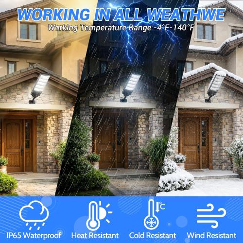 2 Pack Solar Lights Outdoor, IP65 Waterproof Solar Street Motion Sensor Lights with Remote Control, 8000K Dusk to Dawn LED Security Flood Outdoor Light Wide Angle Range for Yard, Garage, Porch, Farm