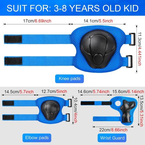 Kids Protective Gear Set Knee Pads for Kids 3-14 Years Toddler Knee and Elbow Pads with Wrist Guards 3 in 1 for Skating Cycling Bike Rollerblading Scooter