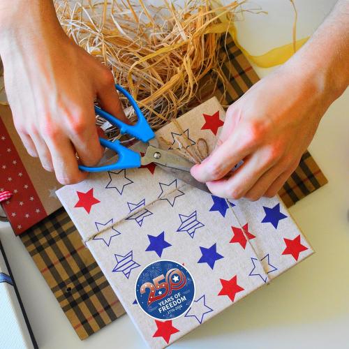 Heyfibro 500 PCS 1.5 Inch 250th Anniversary Stickers Semiquincentennial Stickers Roll for Independence Day Events Party Favors Cards Gift Packing Candy Bags (250th Anniversary 2)