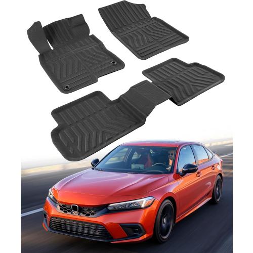 Custom Fit 3 Pcs Floor Mats for Honda Civic 2022-2025 - All-Weather Rubber Mats & Liners, Heavy Duty Car Interior Protection for Civic, Weather-Resistant & Easy to Clean
