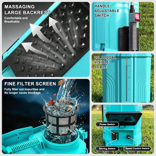 Backpack Sprayer Battery Powered 5 Gallon, 100 PSI Electric Garden Sprayer with Wash Bottle & Mixing System & 6 Nozzles for Lawn, Garden, Yard, 4.0Ah Battery & Charger Included | Wash Bottle & Mixing System & 6 Nozzles for Lawn, Garden, Yard, 4.0Ah Battery & Charger Included