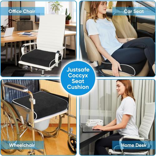 XL Office Chair Cushion, 4 Inch Thick High-Density Memory Foam Seat Cushion for Long Sitting, Tailbone Pressure Relief, Extra Large Support for Office Chair, Car Seat, Wheelchair, Non-Slip
