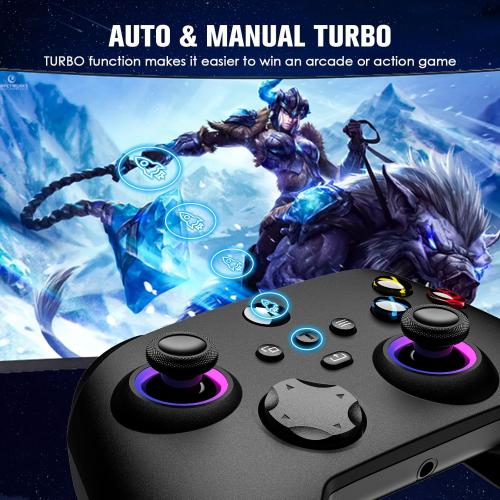 Fisherg Wireless Controller Compatible With Xbox One, Xbox Series X/S, Xbox One X/S, PC, 2.4GHz Gamepad With RGB LED Light, Black