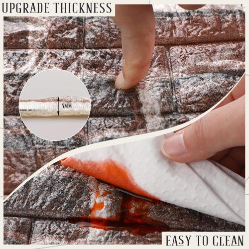 Tinlade 40 Pcs, 3D Wall Panels Peel and Stick Foam Brick Wallpaper Printable Faux Brick Wall Panels Decorative Self Adhesive Tiles Waterproof(Red Brick)