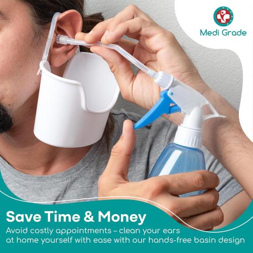 Medi Grade Ear Cleaning Kit Including Ear Cleaner Bottle, Basin with Quad-Stream tip - Earwax Removal Kit for Enhanced Hearing Clarity - Ear Wax Removal Tool for Ear Hygiene